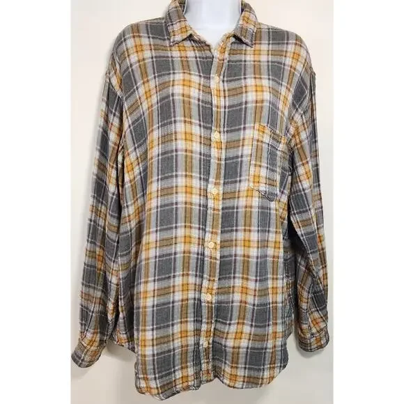 Free People x CP Shades Y2K Plaid Flannel Shirt L USA Cotton L - Picture 1 of 11